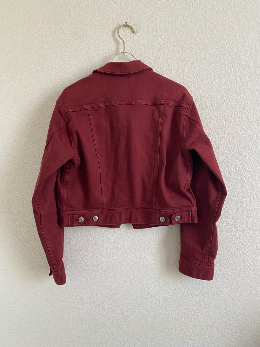 Everlane The Shrunken Denim Jacket Limited Edition 01 Cropped Burgundy - Picture 4 of 4